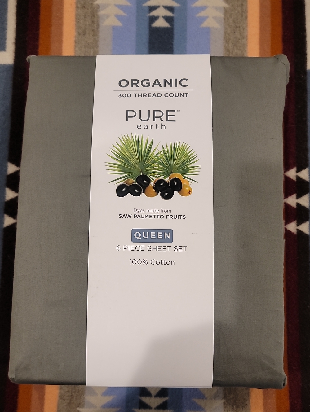 Pure Earth Organic 300 TC Queen Sheet Set in Sage